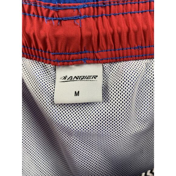 ANQIER Men's Blue Swim Shorts- Elastic Waist, Lined, 3Pockets, Drawstring Size M - Picture 6 of 6